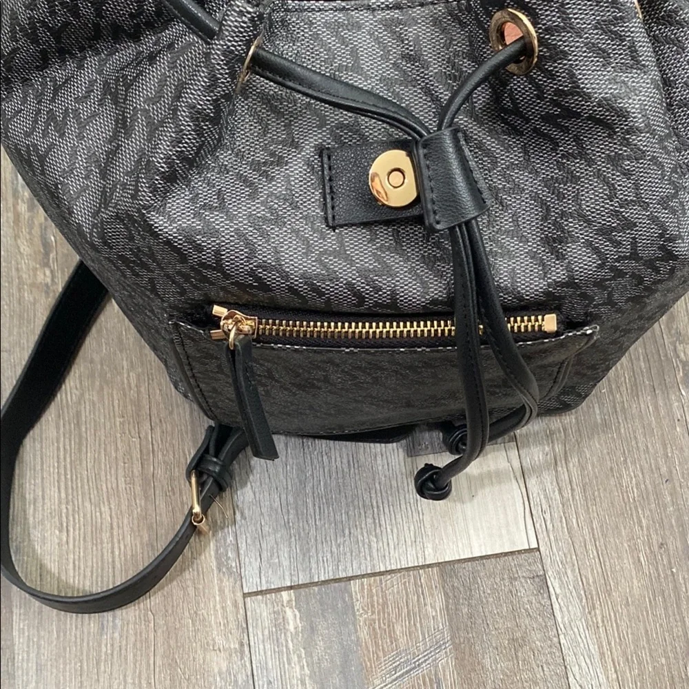 Jones New York Charcoal and Black Textured Backpack
